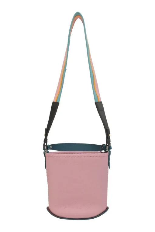 Pink leather Pin Surpiqué bucket bag