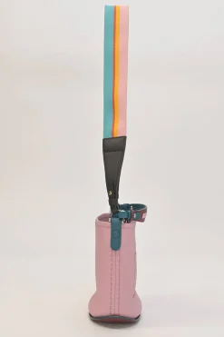 Pink leather Pin Surpiqué bucket bag
