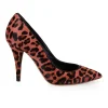 Pink leopard print calf hair point toe pumps