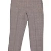 Pink polyester-blend check double breasted peak lapel tailored jacket and cropped straight-leg trouser set