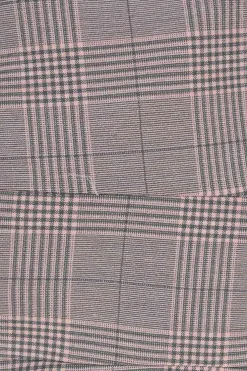 Pink polyester-blend check double breasted peak lapel tailored jacket and cropped straight-leg trouser set