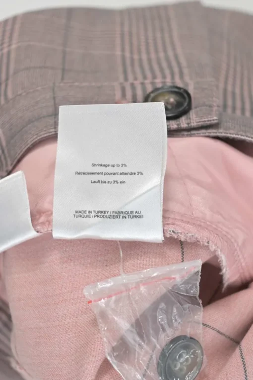 Pink polyester-blend check double breasted peak lapel tailored jacket and cropped straight-leg trouser set