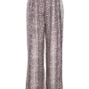 Pink python-print silk high-waisted wide leg pants