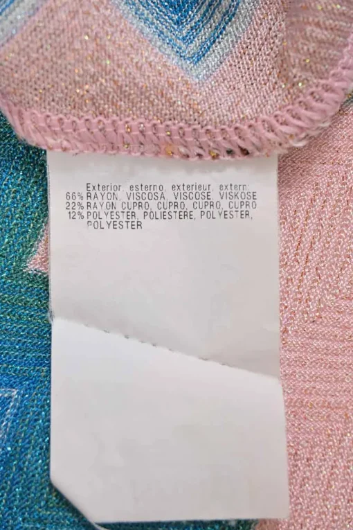 Pink rayon-blend metallic striped chevron plissé knit handkerchief poncho