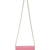 Pink Saffiano leather Shine Monochrome wallet on chain