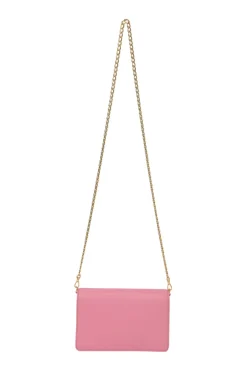 Pink Saffiano leather Shine Monochrome wallet on chain
