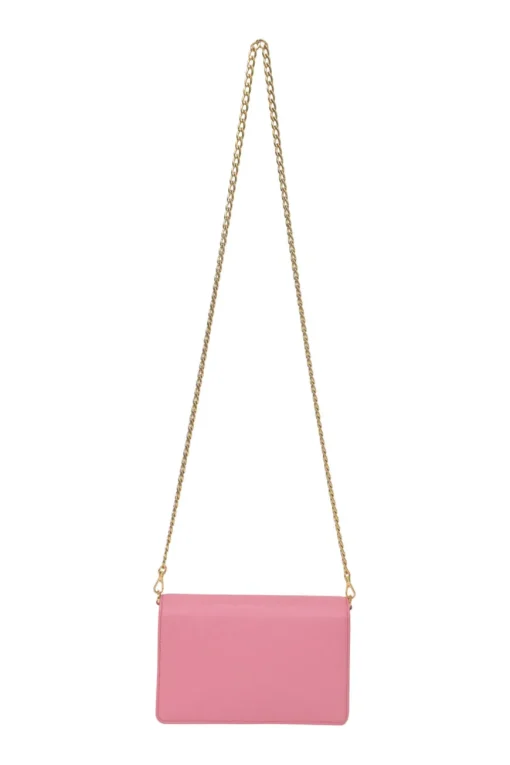 Pink Saffiano leather Shine Monochrome wallet on chain