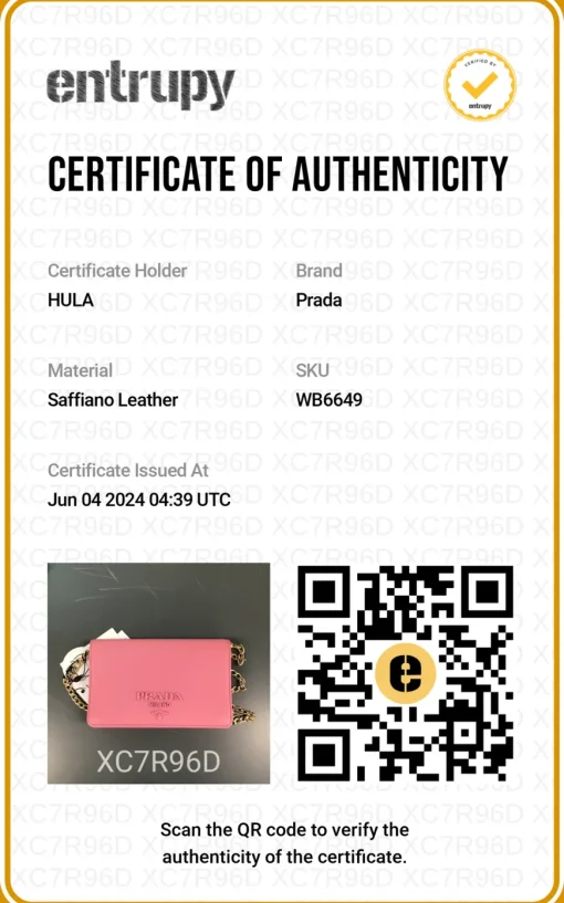 Pink Saffiano leather Shine Monochrome wallet on chain