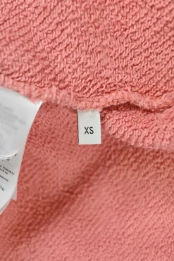Pink screen-printed cotton French terry crewneck pullover hoodie featuring graphic logo and sheep motif