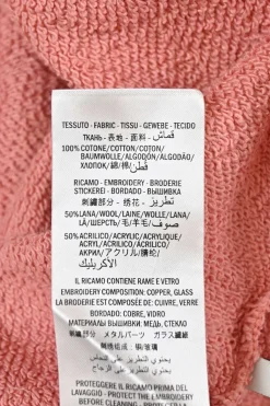 Pink screen-printed cotton French terry crewneck pullover hoodie featuring graphic logo and sheep motif