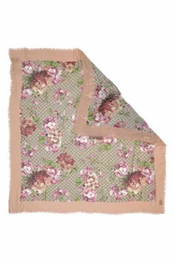 Pink semi-sheer modal-silk blend GG Blooms shawl scarf