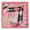Pink silk abstract graphic border print scarf
