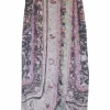 Pink silk abstract paisley print pull-on midi A-line skirt