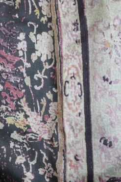 Pink silk abstract paisley print pull-on midi A-line skirt
