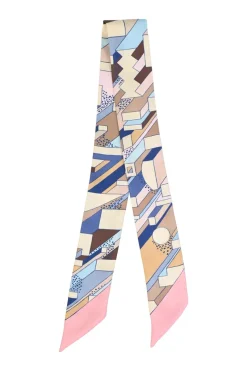Pink silk 'On A Summer Day' Twilly scarf featuring original artwork by Nigel Peake