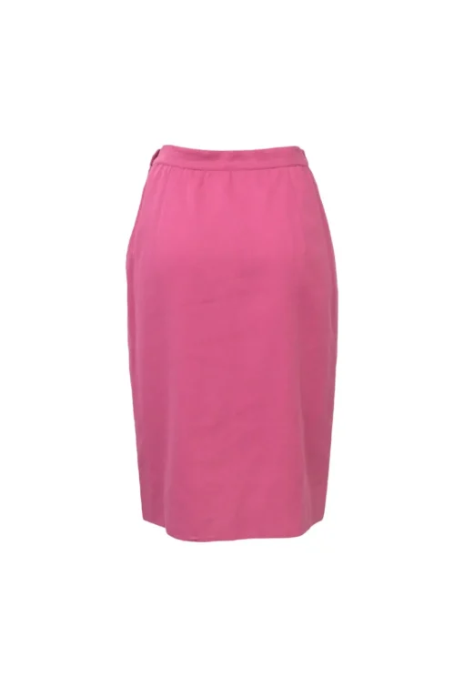 Pink striped half-button spread collar polo-style pullover top and pencil skirt two-piece set