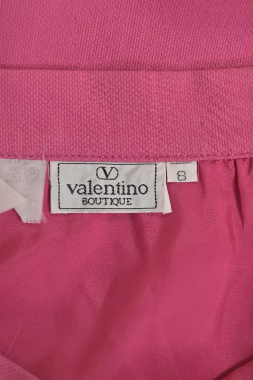 Pink striped half-button spread collar polo-style pullover top and pencil skirt two-piece set