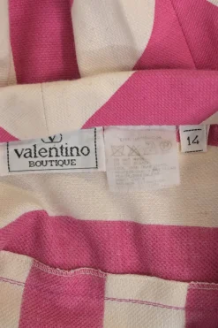 Pink striped half-button spread collar polo-style pullover top and pencil skirt two-piece set
