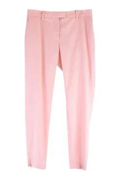 Pink wool-blend melange cropped tailored trousers with zip ankles