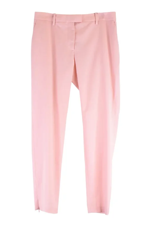 Pink wool-blend melange cropped tailored trousers with zip ankles