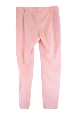 Pink wool-blend melange cropped tailored trousers with zip ankles