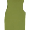 Pistachio green cashmere-blend funnel collar sleeveless knit top