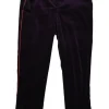Plum cotton-blend velveteen pull-on mid-rise riding-style cropped trousers with contrast piping details