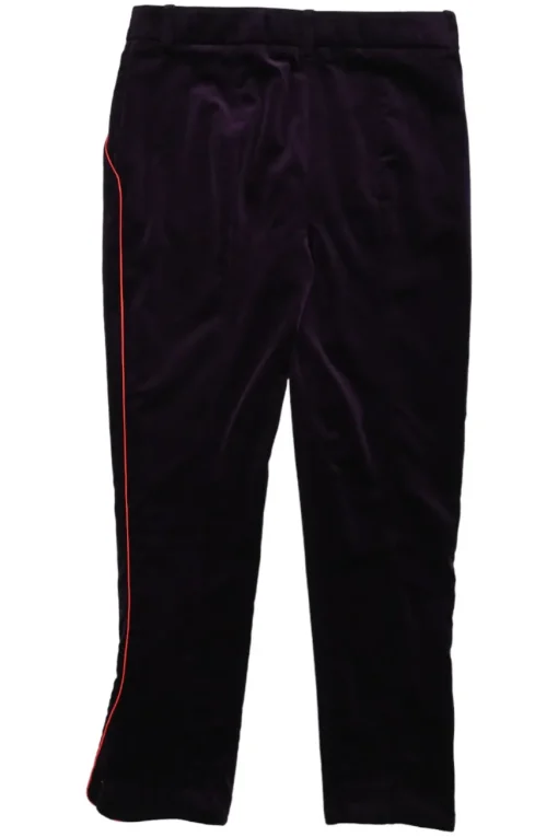Plum cotton-blend velveteen pull-on mid-rise riding-style cropped trousers with contrast piping details