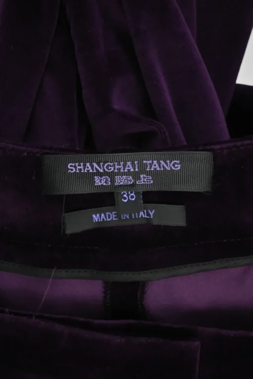 Plum cotton-blend velveteen pull-on mid-rise riding-style cropped trousers with contrast piping details