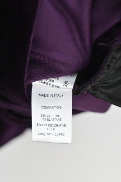 Plum cotton-blend velveteen pull-on mid-rise riding-style cropped trousers with contrast piping details