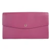 Plum leather envelop flap clutch bag