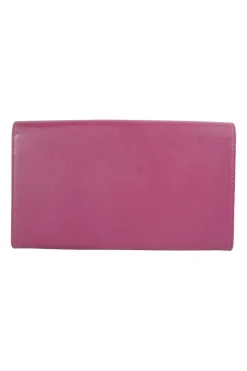 Plum leather envelop flap clutch bag