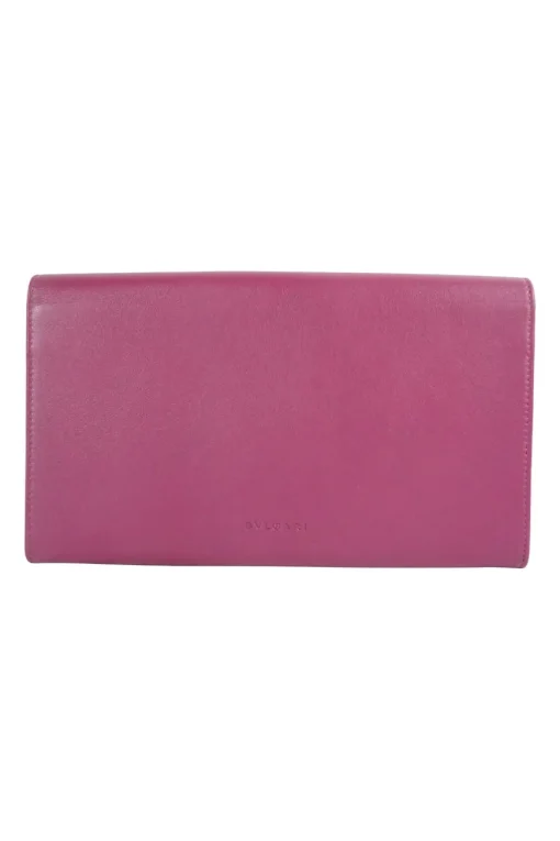Plum leather envelop flap clutch bag