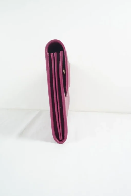 Plum leather envelop flap clutch bag