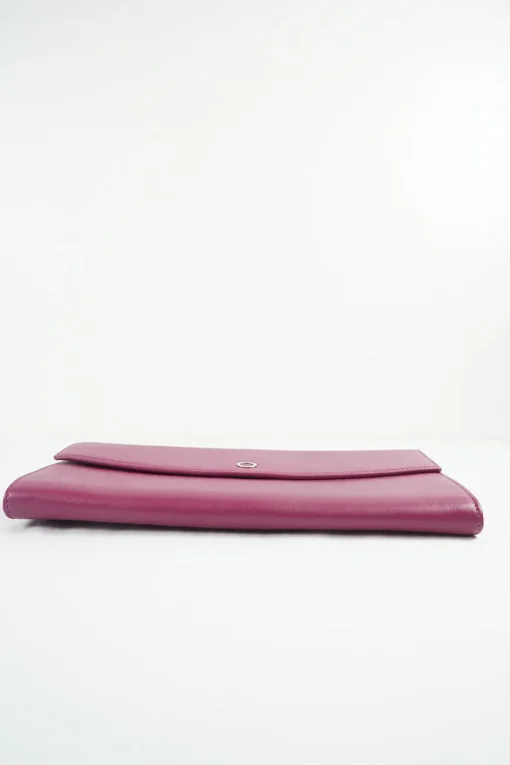 Plum leather envelop flap clutch bag