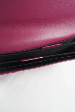 Plum leather envelop flap clutch bag