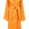 Pool orange cotton intreccio terrycloth tie-waist hooded bathrobe