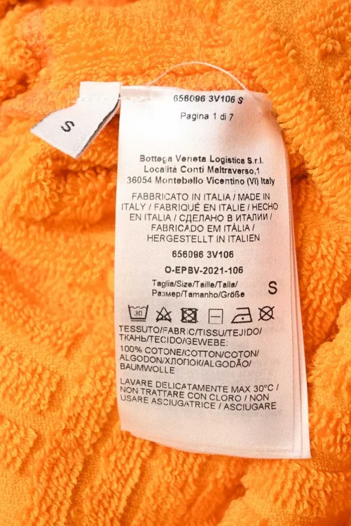Pool orange cotton intreccio terrycloth tie-waist hooded bathrobe