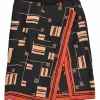 Print Panax Skirt-overlay Twill Silk Shorts in Black