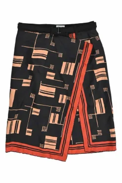 Print Panax Skirt-overlay Twill Silk Shorts in Black