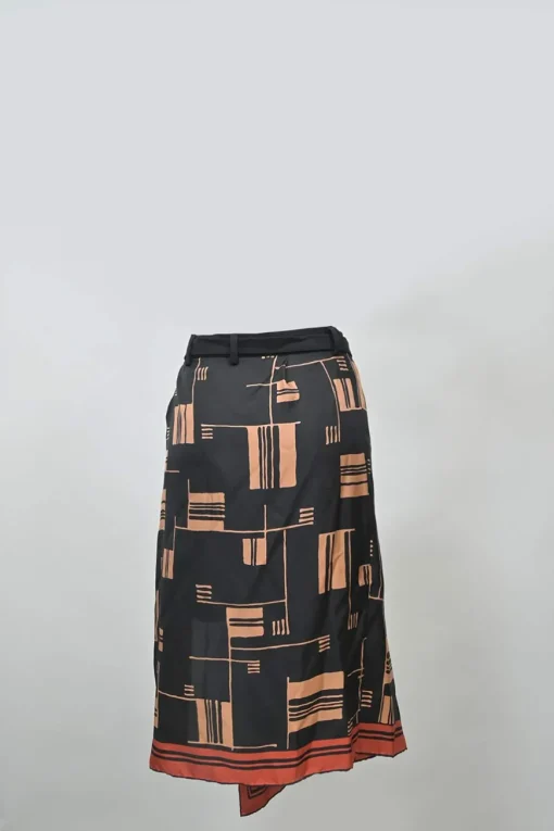 Print Panax Skirt-overlay Twill Silk Shorts in Black