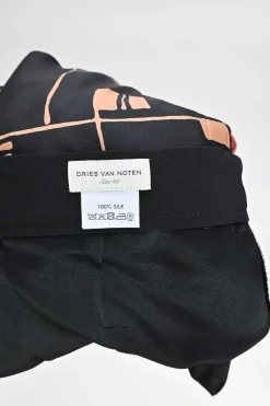 Print Panax Skirt-overlay Twill Silk Shorts in Black