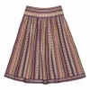 Purple and pink silk foulard print A-line knee-length skirt