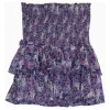 Purple floral print cotton smock tiered pull-on Naomi mini skirt