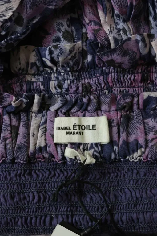 Purple floral print cotton smock tiered pull-on Naomi mini skirt