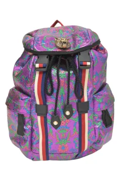 Purple metallic fabric brocade Techpack backpack