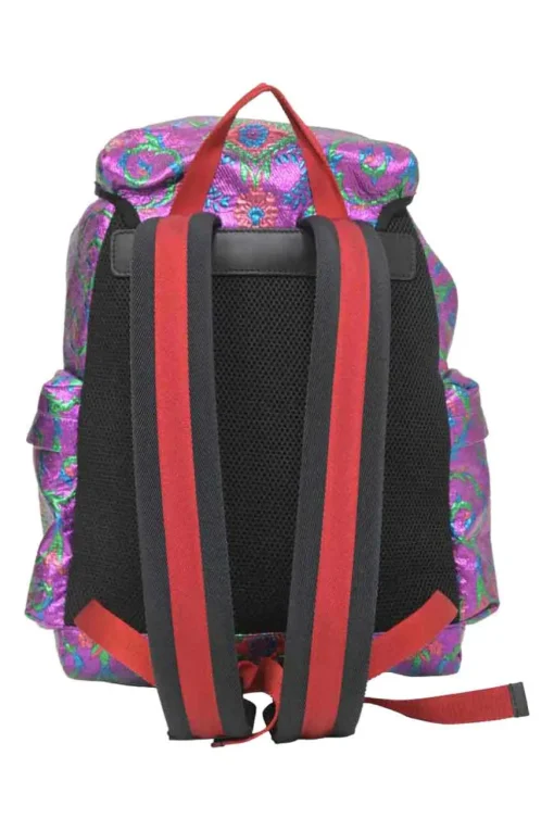Purple metallic fabric brocade Techpack backpack