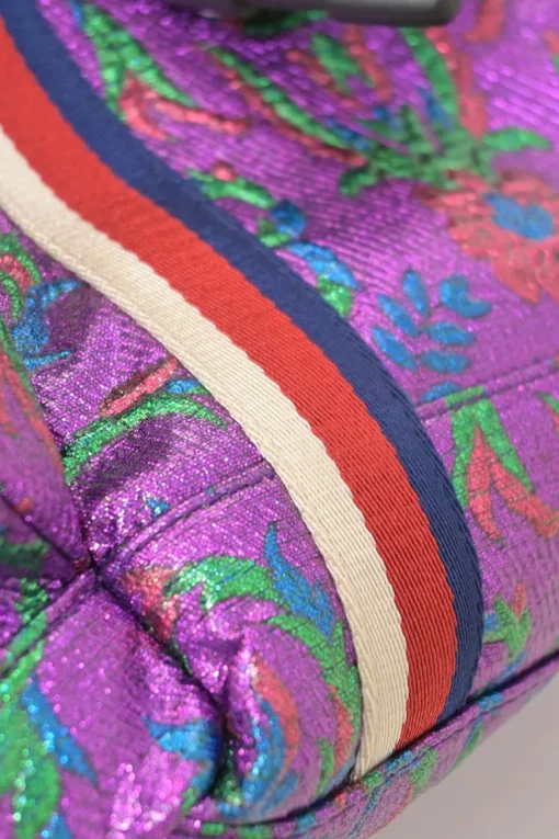 Purple metallic fabric brocade Techpack backpack