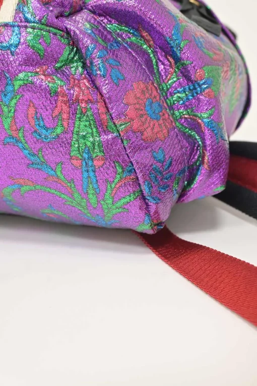 Purple metallic fabric brocade Techpack backpack