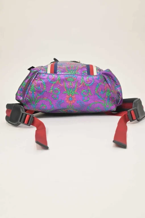 Purple metallic fabric brocade Techpack backpack